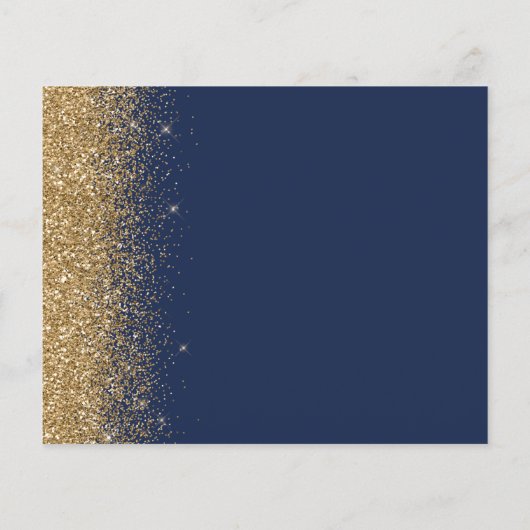 Budget Navy Blue Gold Glitter Save the Date (Achterkant)