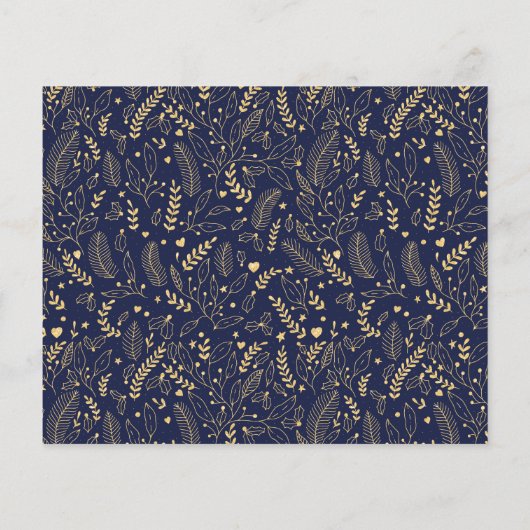 BUDGET Navy Blue Gold Script-kerstfoto (Achterkant)