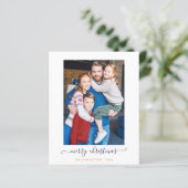 BUDGET Navy Blue Gold Script Merry Kerstmis (Staand voorkant)