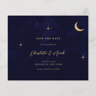 BUDGET Navy Blue Hemelse Gouden Maan Sterren Weddi