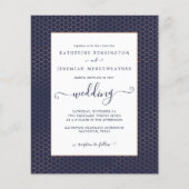 Budget Navy Blue Roos Gold Geometric Wedding (Voorkant)