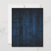 Budget Navy Blue Rustic String Lights Wood Invite (Achterkant)