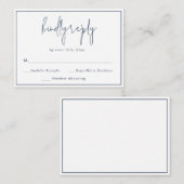 BUDGET Navy Blue Script Wedding RSVP Kaart Notitiekaartje (Voorkant / Achterkant)