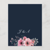 Budget Navy Blue , White & Burgundy Floral Wedding Flyer (Achterkant)