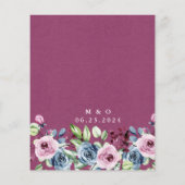 Budget Navy Blue Wine Floral Wedding Invitation (Achterkant)