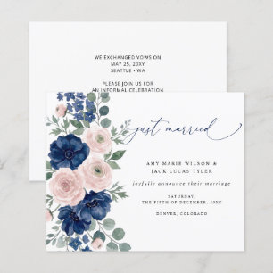 Budget Navy Blush Bloem Bruiloft Aankondiging