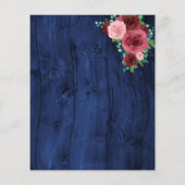 Budget Navy Burgundy Waterverf Wedding Flyer (Achterkant)