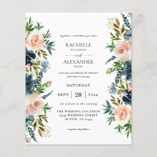 Budget Navy Dusty Blue & Pink Blush 1 Weddenschap Flyer