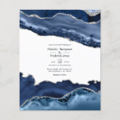 Budget Navy en Silver Agate Wedding Uitnodiging Flyer (Voorkant)