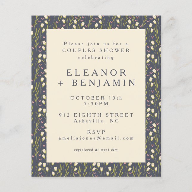 Budget Navy Garden Floral Couples Shower (Voorkant)