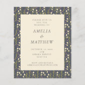 Budget Navy Garden Floral Rustic Wedding Invite (Voorkant)