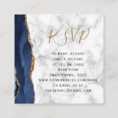 Budget Navy Gold Agaat Marmeren Trouwen QR Code RS Informatiekaartje (Voorkant)