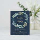 Budget Navy Gold Botanical Wedding (Staand voorkant)