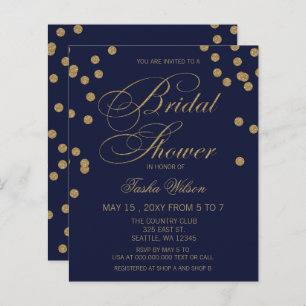 Budget Navy Gold Confetti Bridal Shower