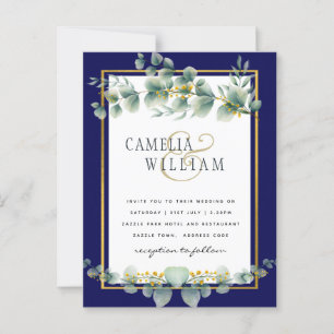 BUDGET NAVY GOLD Eucalyptus Weddenschap nodigt QR Briefkaart