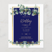 BUDGET NAVY GOLD Eucalyptus Weddenschap nodigt QR Flyer (Voorkant)