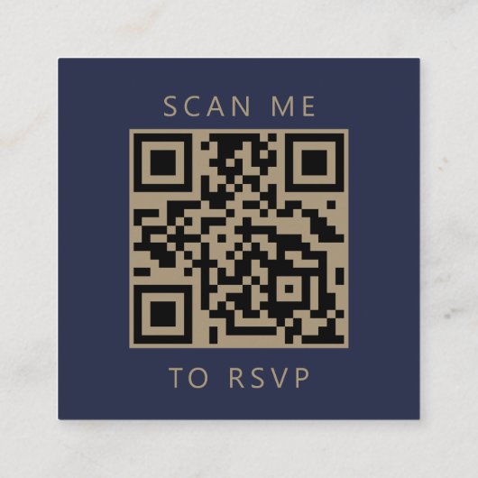 Budget Navy Gold Script Wedding QR Code RSVP Informatiekaartje (Achterkant)