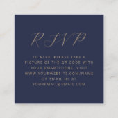Budget Navy Gold Script Wedding QR Code RSVP Informatiekaartje (Voorkant)