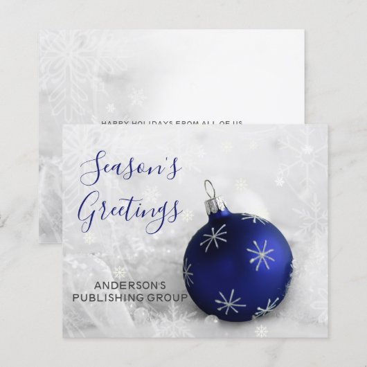 Budget Navy Ornament Company Holiday Card (Voorkant / Achterkant)