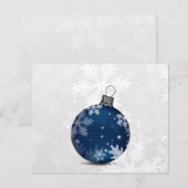 Budget Navy Ornament Snow Scene Holiday Card (Voorkant / Achterkant)