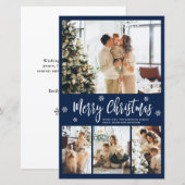 Budget Navy Photo Collage Kerstmis Thin Kaart (Voorkant / Achterkant)