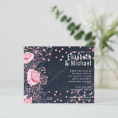 BUDGET Navy Roze Rosegoud Bruidsboeket Bloemen (Staand voorkant)