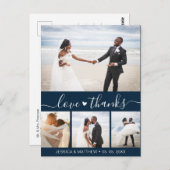 Budget Navy Script Foto Bruiloft Dankjepostkaart Briefkaart (Voorkant / Achterkant)