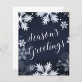 Budget Navy Snow Scene Holiday Card (Voorkant / Achterkant)