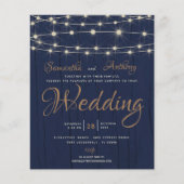Budget Navy String Lights RSVP Weddenschap (Voorkant)
