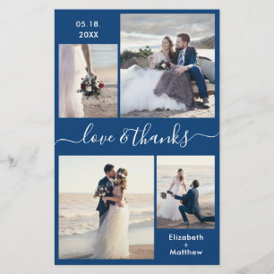Budget Navy White Collage Wedding Bedankt Flyer