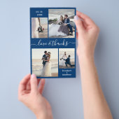 Budget Navy White Collage Wedding Bedankt Flyer (Hand)