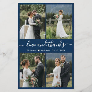 Budget Navy White Collage Wedding Bedankt Flyer