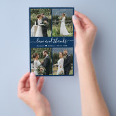 Budget Navy White Collage Wedding Bedankt Flyer (Hand)