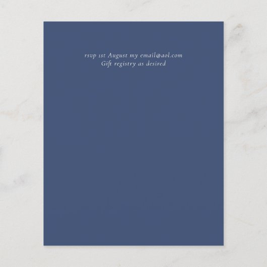 Budget Navyblauw en Koraal Bruiloft Boslandschap Flyer (Achterkant)