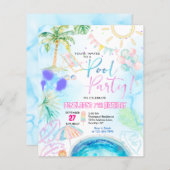 BUDGET Neon Glow Waterverf Pool Party Verjaardag (Voorkant / Achterkant)