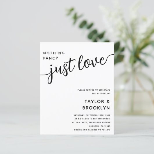 Budget Niets Fancy Alleen Liefde Weddenschap Uitno (Staand voorkant)