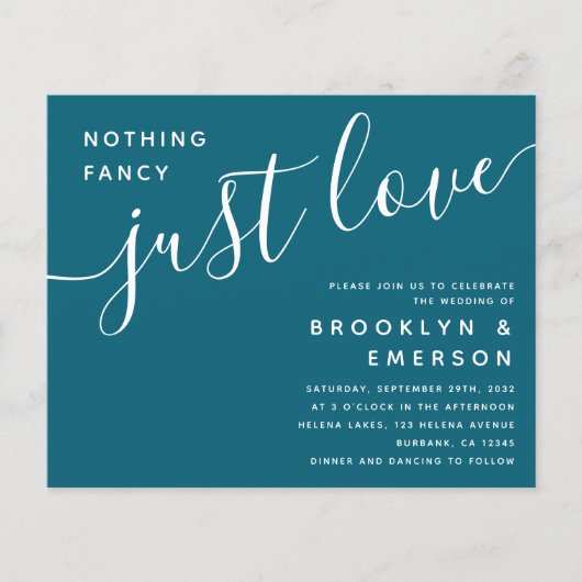 Budget Niets Fancy Alleen Liefde Weddenschap Uitno (Voorkant)