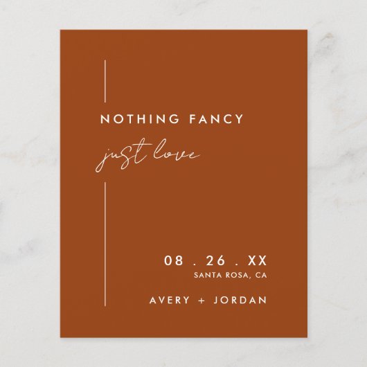 Budget Niets Fancy Gewoon Liefde Casual Bruiloft Flyer (Voorkant)