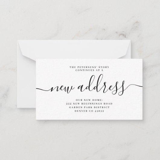 Budget nieuw adres script verhuisbericht notitiekaartje (Voorkant)