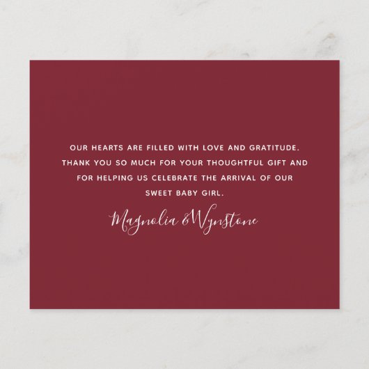 Budget nieuwe baby - Dank u wel! | Eucalyptus Red (Achterkant)