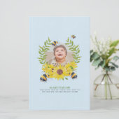 BUDGET Nieuwe baby FOTO Cadeaus Zonnebloemen Bijen Briefpapier (Staand voorkant)