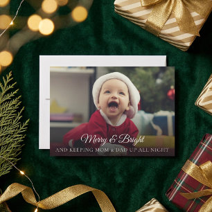 Budget Nieuwe Baby Foto Grappige Kerstkaart Kaart
