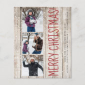 Budget Noël 3 photo collage bois de vacances Carte (Devant)