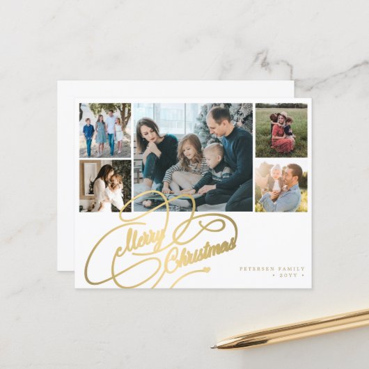 BUDGET Noël 5 photos collage Carte de vacances (Devant/Arrière en situation)