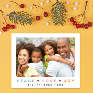 Budget Noël Paix Amour Joie 3 Carte photo