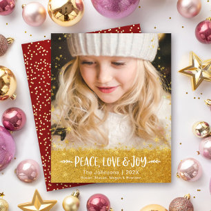 Budget Noël Photo Peace Love Joy Carte de Parties