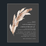 Budget noir boho pampas élégant invitation de mari<br><div class="desc">Budget naturel pampas herbe aquarelles et faire-part de mariage de script avec espace pour le code QR. Collection design moderne sur tendance contemporaine sur Trend en terre cuite,  turquoise,  noir et beige colorway naturel.</div>