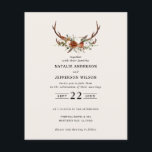 Budget noir chic faire-part de mariage de cerf flo<br><div class="desc">Fleurs et bois de cerf rustiques invitation à mariage botancial et carte de détails. Avec de beaux détails d'aquarelle d'herbe de pampas d'eucalyptus,  noir,  rouille,  terre cuite,  rose rousse et sauge vert pampas. Cette invitation de mariage moderne est sûr de définir le style pour votre grand jour.</div>