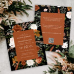 Budget noir terre cuite détails de la mariage flor<br><div class="desc">Budget rustique aquarelle couleur florale invitation à mariage et carte de détails. Avec de belles rouille,  terre cuite,  rose rousse,  noir et sauge vert pampas herbe eucalyptus aquarelle détails. Cette invitation de mariage moderne est sûr de définir le style pour votre grand jour.</div>