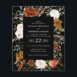Budget noir terre cuite floral rustique élégant<br><div class="desc">Invitation de mariage floral rustique à l'aquarelle budget. Avec de belles rouille,  terre cuite,  rose rousse,  noir et sauge vert pampas herbe eucalyptus aquarelle détails. Cette invitation de mariage moderne est sûr de définir le style pour votre grand jour.</div>